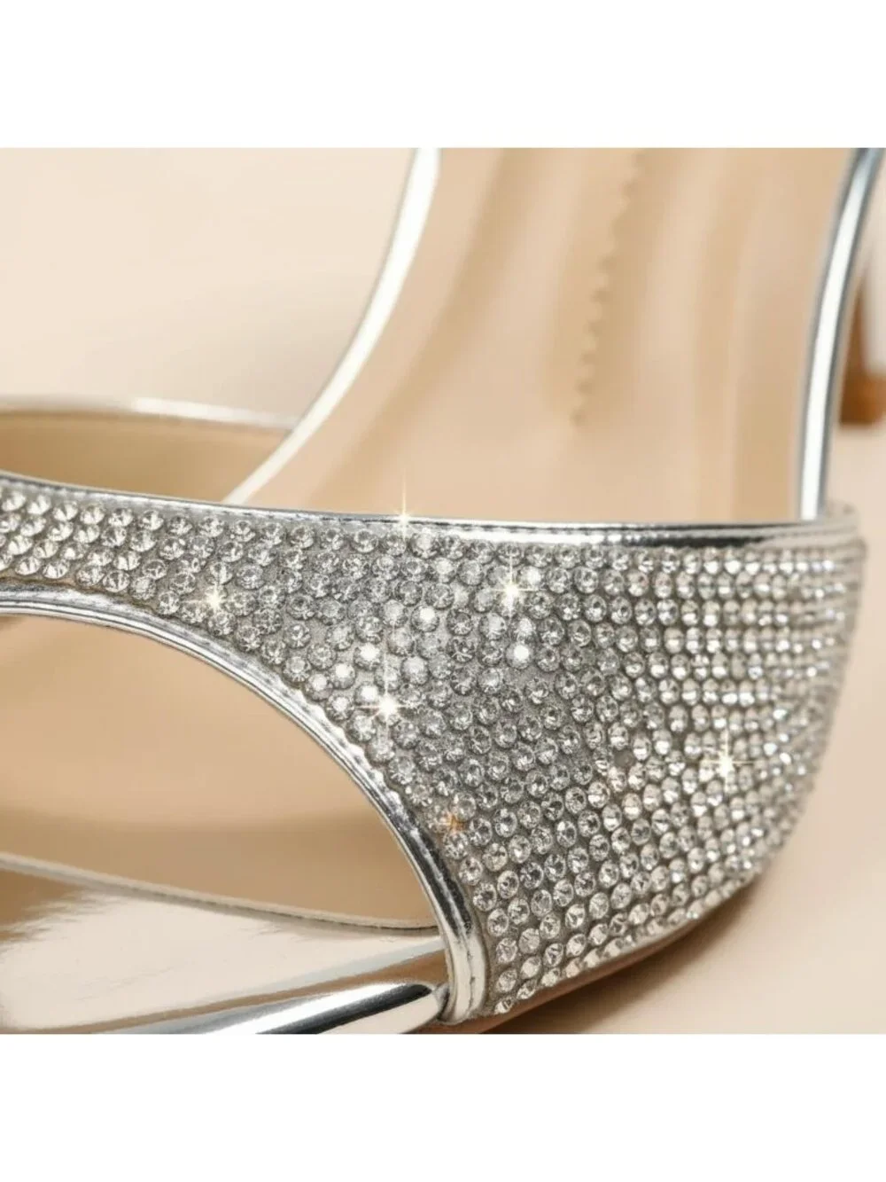 Women's Silver Stiletto Mules 3.54 Inch Slip-On Pointed Open Toe High Heels